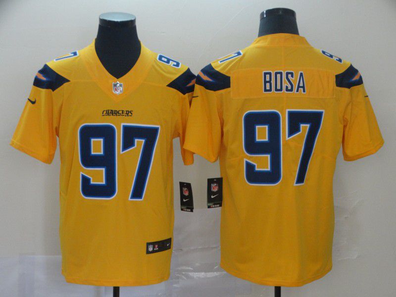 Men Los Angeles Chargers 97 Bosa Yellow 2019 Vapor Untouchable Nike Inverted Legend NFL Jerseys